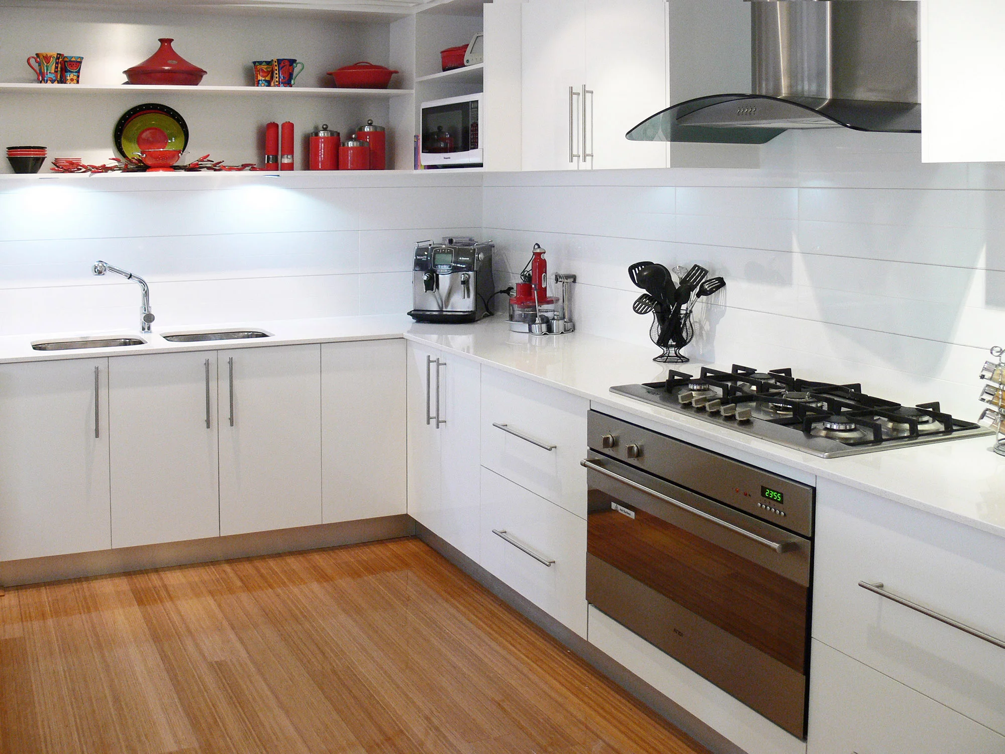 Modern kitchen with sleek cabinets and stainless steel appliances